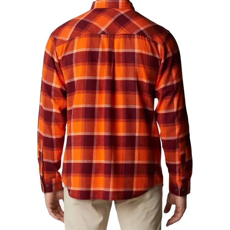 Yüksek kalite özel Logo fabrika toptan rahat 100% pamuklu uzun kollu tişört rahat erkekler ekose flanel gömlek