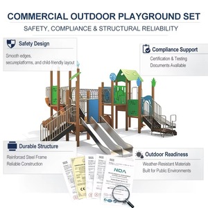 Juego de Equipos de Juegos Infantiles Comerciales para Exteriores, con Tobogán en Espiral y Rocódromo, de Madera Sólida, con Temática Oceánica, Personalizado - Product Image 3