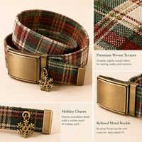 Ceinture en tissu écossais édition Noël, ceinture rétro avec quincaillerie en laiton, ceinture assortie pour homme et femme, cadeau de Noël