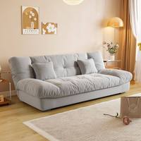 Sofá Cama Moderno y Sencillo Tipo Nube, Plegable, de Doble Uso, 3 Plazas, Estructura de Hierro, Relleno de Espuma, para Sala de Estar, Apartamento Pequeño, Color Crema