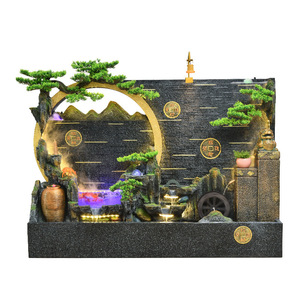 Fontaine d'eau sur pied de style chinois avec éclairage et cascade pour la décoration d'hôtel ou de maison - Product Image 5