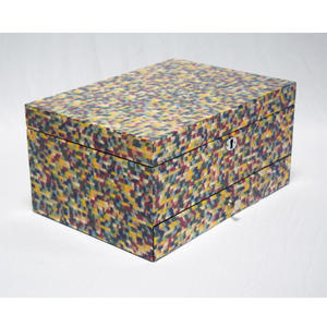 High Gloss Lacquered Wooden <b>Jewelry</b> Box Organizer, Large <b>Jewelries</b> <b>Storage</b> Holder with Lock and Mirror Earring Necklace Bracelet - Product Image 5
