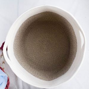 Panier de rangement pliable en corde de coton, organisateur de linge, jouets, couvertures pour bébé - Product Image 5
