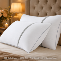 Oreiller Blanc Doux en Polyester Qualité Hôtelière de Luxe, Logo Imprimé Personnalisé, Vente en Gros pour Hôtels Hilton