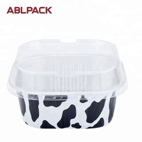 Vente en gros Plateau de cuisson carré en aluminium de 300ml/10oz Boîtes à dessert Boîtes à gâteaux tasses à gâteaux avec couvercles en plastique
