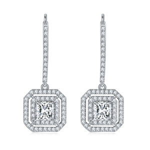 Pendientes de Plata de Ley con Baño de Oro y Piedra de Silicio Cuadrada de 1 Quilate con Corte Princesa - Product Image 1