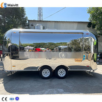 Remorque à café en acier inoxydable Camion de nourriture mobile Remorque de restauration rapide remorquable pour crème glacée Hotdogs Snacks Chips Piazza Trailer