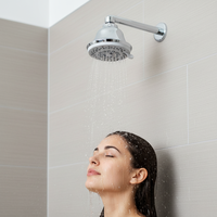 Pommeau de douche pluie moderne en forme de dôme à fixation au plafond, finition chromée, installation facile, garantie 1 an pour salle de bain d'appartement