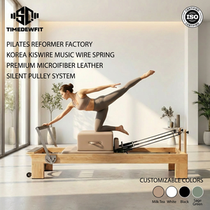 Machine de Pilates Reformer en bois de chêne avec logo personnalisé, beige, Body Balanced SQOA01, garantie de 3 ans - Product Image 4