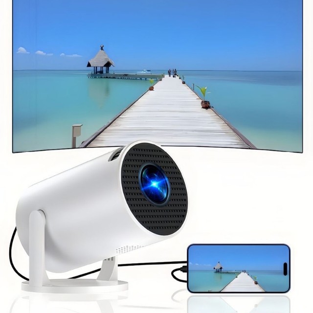 HY300 Ultra LED Projector Built-In Speakers Wireless Screen Mirroring Portable 1080P 50 Lumens 2000:1 Contrast Ratio for Home