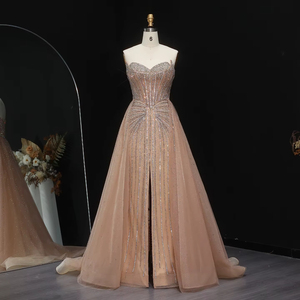 Jancember LSZ360 Robe de soirée sirène fendue en cristal avec surjupe - Product Image 1
