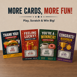 Custom Full Color Printing Thank You Scratch Off <b>Cards</b> Wholesale Fast Food Burger Restaurant Promotion Scratch Win Reward <b>Cards</b> - Product Image 3