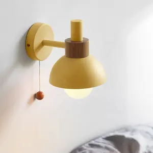 Nordic Modern Bedside Wall Lamp for Stairs Balcony Corridor Creative Living Room Bedroom colorful wall iron light with switch