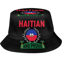 Chapeau Bob Fitspi Imprimé National Haïtien Teint à la Main Double Face pour Homme – Protection Solaire Estivale Extérieure Haïti