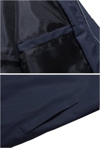 Veste universitaire à fermeture à glissière à col montant personnalisée de haute qualité pour hommes nouveau design solide tissé collé pour le printemps - Product Image 4