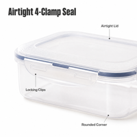 Récipient de stockage alimentaire rectangulaire hermétique avec logo personnalisé en plastique PP sans BPA vente en gros de cuisine garde-manger pour la préparation de repas