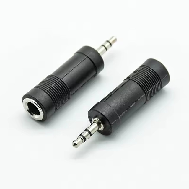 Black Mono Jack plug Adapter 3.5 mm (1/ 8 Inch) Male to 6.35 mm (1/ 4 Inch) Female Audio Converter Adaptor