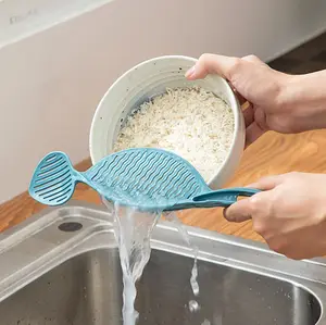 Cesta de silicone para lavar arroz, multifuncional, redonda, oca, para cozinha, drenagem de plástico doméstico, ecológica, de metal