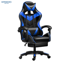 Chaise de jeu ergonomique HYHOO grande et haute, bleue, avec repose-pieds, appui-tête et haut-parleurs, à prix avantageux