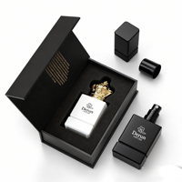 Botol Parfum Kaca Mewah Desain Mewah Bentuk Kotak Kosong Hitam Putih 30ml 50ml 100ml dengan Kemasan Kustom