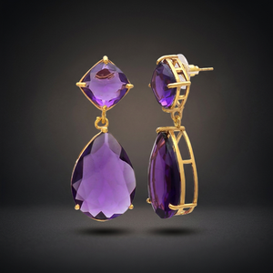 Pendientes de plata de ley hechos a mano con amatista, estilo bohemio moderno para hombre - Product Image 3