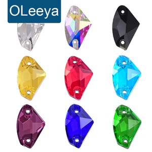 OLeeya Factory Wholesale Large Axe Gemstones Shaped Glass Sewing Strass Galactic Flat Back Sew on Rhinestones for Dance Dresses - Product Image 1