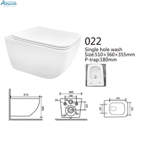 Vente en gros de sanitaires de luxe pour hôtels Salle de bains en céramique Wc Commode Toilette Cuvette avec chasse d'eau suspendue au mur Toilette allongée