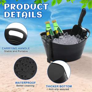 ถังน้ำแข็งชุบโลหะทรงกลมพร้อมที่เปิดขวดและที่จับเบียร์สำหรับงานปาร์ตี้ - Product Image 6