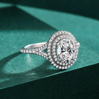 Anneaux de mariage à la mode GRA 2CT forme ovale D couleur Moissanite bague de fiançailles en argent 925 bijoux personnalisés pour les femmes
