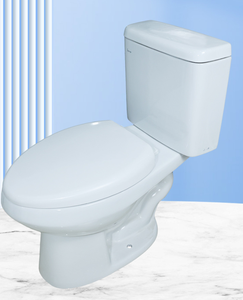 WC monobloc moderne en céramique blanc brillant avec chasse double, cuvette en céramique écologique pour salle de bain d'hôtel - Product Image 5