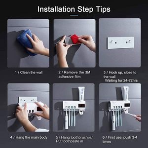 เครื่องจ่ายยาสีฟันอัตโนมัติแบบชาร์จ USB ชุดอุปกรณ์เสริมในห้องน้ำที่วางแปรงสีฟันอัจฉริยะประหยัดพลังงาน - Product Image 4