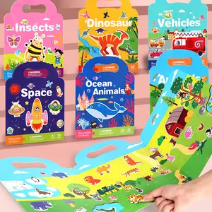 Lern-Wiederverwendbare Aufkleber-Bücher für Kinder 1-3, puffige Aufkleber Vorschul-Lernaktivität beschäftiges Buch, perfekt für Reisen