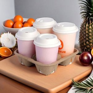 Vasos de Papel Desechables de Doble Pared de Alta Calidad para Bebidas Calientes, Diseño Personalizado con Tapa Impermeable, Funda para Pajita y Soporte - Product Image 4