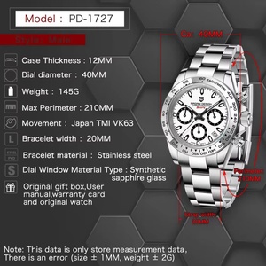 Reloj de Pulsera para Hombre PAGANI DESIGN PD1727, Reloj de Cuarzo de Moda, Acero Inoxidable, Resistente al Agua, Calendario, Multifuncional, Reloj de Negocios, RelojHombre - Product Image 6