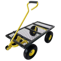 Chariot Pliant Robuste en Acier avec Côtés en Maille, 4 Roues, Chariot de Jardin Pratique, Diable d'Extérieur, Chariot Pliable