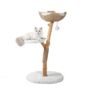Modern <b>Cat</b> <b>Tree</b>-Multi Level Natural <b>Wood</b> <b>Cat</b> Tower-Unique Design Easy Climb for Small and Old <b>Cats</b> - Product Image 2