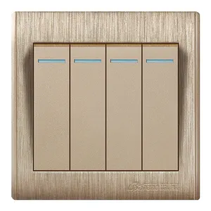 LK8008 4 Gang 2way Pc Gouden Kleur Muur Lichtschakelaar Flush Type