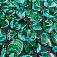 Lot de cabochons en chrysocolle et malachite, formes variées, pierres précieuses naturelles pour la fabrication de bijoux, pierres lâches certifiées de qualité excellente