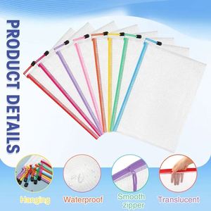 A4 Clear Zipper <b>File</b> Pouch with Mesh - Waterproof PVC Document Organizer for School Office Travel Business Essentials - Product Image 4