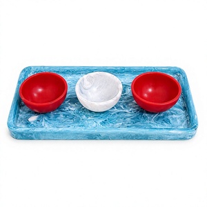 Plateau et bol de rangement pour aliments et légumes en résine écologique faits à la main, de luxe moderne, pour la maison, l'hôtel, les fêtes - Product Image 1
