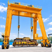 Grue portique à double poutre sur pneus en caoutchouc de 10 tonnes avec palan à double vitesse pour entrepôt et stockage