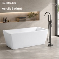 Baignoire de massage à remous autoportante en acrylique, sans joint, écologique, épaissie, moderne, portable, pour hôtel, avec drain d'angle