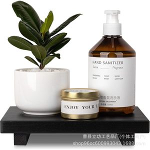 Nordic Style Solid Wood <b>Desktop</b> Storage Rack Rectangle Black Tabletop Mount Office Organizer for Aromatherapy Cups Perfumes - Product Image 2