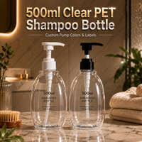 Bouteille de shampooing transparente en PET de 500 ml avec pompe à lotion, distributeur vide rechargeable pour gel douche, nettoyant corporel et savon liquide
