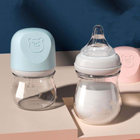 Biberon en verre portable en forme de gourde à large ouverture, sans BPA, personnalisable avec logo OEM, pour nouveau-nés de 0 à 12 mois – Nouveauté très demandée