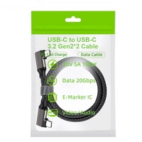 3m USB3.2 Type c Câbles de charge à angle droit 90 degrés Usb c 100W 20Gbps 4K 60HZ