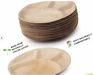 Assiette à dîner jetable biodégradable en feuille de palmier, 12 pouces, ronde, à 4 compartiments, respectueuse de l'environnement, pour les fêtes et les restaurants - Product Image 2