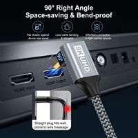 Câble adaptateur en gros à angle de 90 degrés plaqué or 8K avec gaine en PVC et blindage en feuille d'aluminium 8K60Hz/4K120Hz 48Gbps