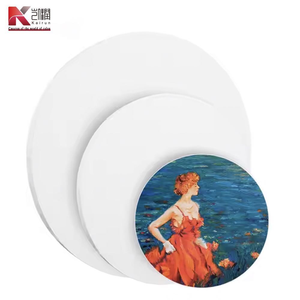 YEEART High Quality Art Supplies 280gsm White Blank Round Stretched Canvas With Fabric Frame for Artists