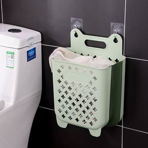 Venta al por mayor de plástico minimalista funcional de gran capacidad para ahorrar espacio montado en la <span class=keywords><strong>pared</strong></span> artículos diversos manija de gancho plegable cesta de ropa sucia - Product Image 3